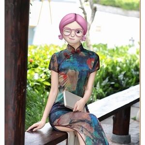 Elegant Multicolor Cheongsam Dress